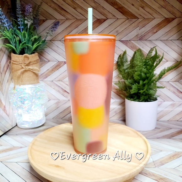 Starbucks Accessories - 🌈NEW🍑Starbucks 2024 Multicolor Patterned Peach Coral Soft Touch Target Tumbler